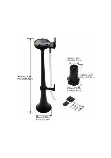 Dashanshop 12v Kara Trompetli Siyah Korna Kamyon Suv Tekne Motosiklet İçin
