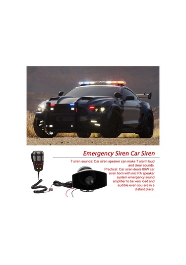 Xindoker 12v Otomobil Sireni Hoparlörü 7 Farklı Alarm Sesi Ve Konuşma Fonksiyonu - 200db Yüksek Ses Seviyesi, Plastik Malzeme, 80w Güç