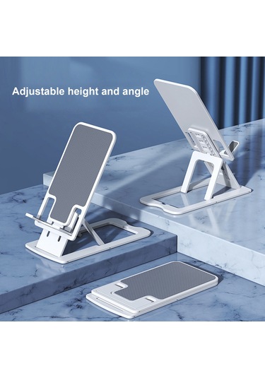 Maiyame Abs Malzeme Siyah Telefon Tablet Tutucu, Çok Açıyla Ayarlanabilir, Masaüstü Kayma Engeli, Katlanabilir Ve Ultra İnce Taşınabilir