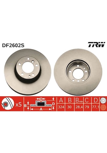 Trw Fren Dıskı On Adet Bmw E39 E32 E38 E31 IS00-TRW DF2602S