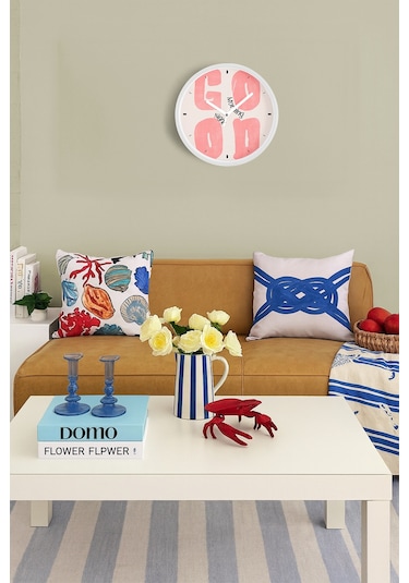 Modern Yazılı Tasarım - '' Good Morning - Günaydın'' Duvar Saati - 25cm - Önü Camlı Beyaz Kasa-jh0656 Beyaz