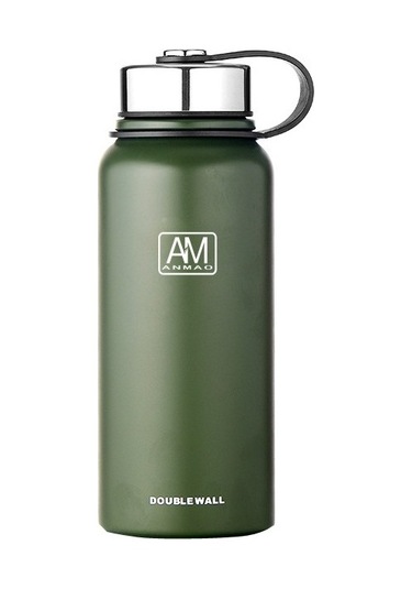 Am Anmao Açık Spor Su Isıtıcı, 1500ml Kapasiteli Paslanmaz Çelik Termos, Kırmızı Yeşil Yeşil