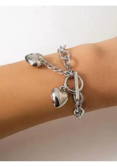 Kalp Çelik Bileklik Gümüş