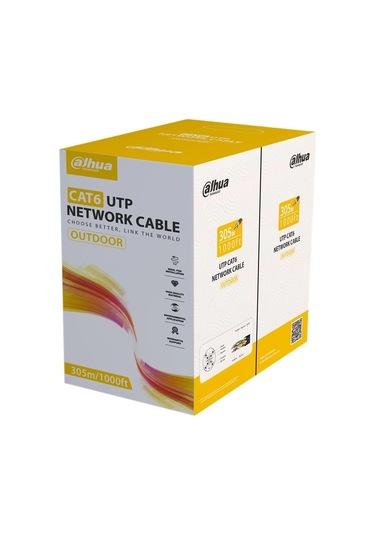 Dahua Dh-pfm920-6un U/utp 305 Metre 24awg %100 Bakır Pe Dış Ortam Outdoor Siyah Renk Cat6 Kablo