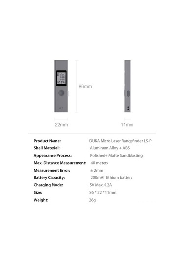 Besthome1 Duka Ls-p Lazerli Mesafe Ölçer - 40m Hassas, Usb Şarjlı, 11 Fonksiyonlu, Kullanışlı Lazer Ölçüm