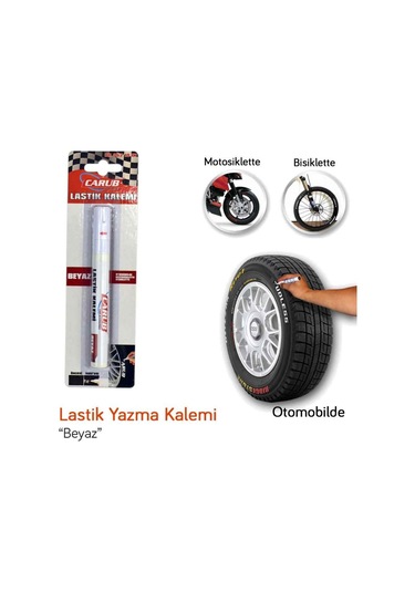 Carub Lastik Yazma Kalemi Bilyalı  Beyaz