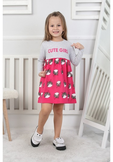 Kız Çocuk Elbise Cute Girl Fuşya