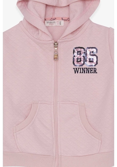 Kız Çocuk Hırka Nakışlı Pullu Pudra (1.5-5 Yaş)