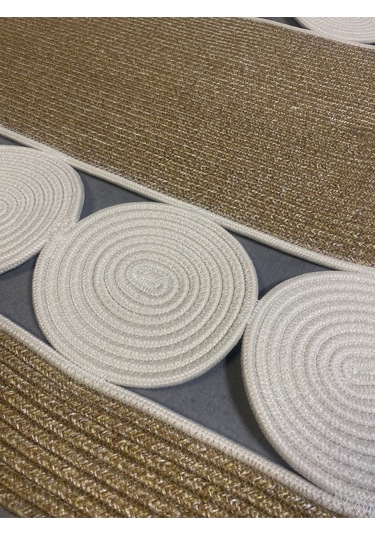 Cookie Jüt Hasırlı El Örgüsü Kilim Krem - Bej