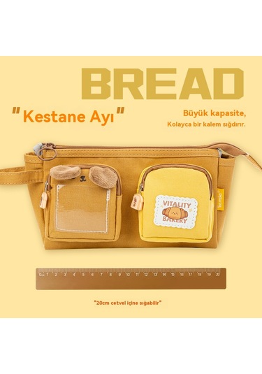 Sevimli Büyük Kapasiteli Kalem Kutusu Ayı Kahverengi