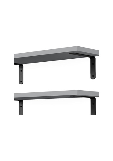 Suntek 3 Adet Duvara Monte Ahşap Yüzer Raflar Banyo Için Gri