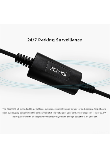 Monyee 70mai Up02 Park Gözlem Kablosu Seti - 24 Saat Akıllı Kaydedici Besleme - Micro'dan Type-c'ye Adaptör - Dc12-30v Giriş - 5v2.4a Çıkış