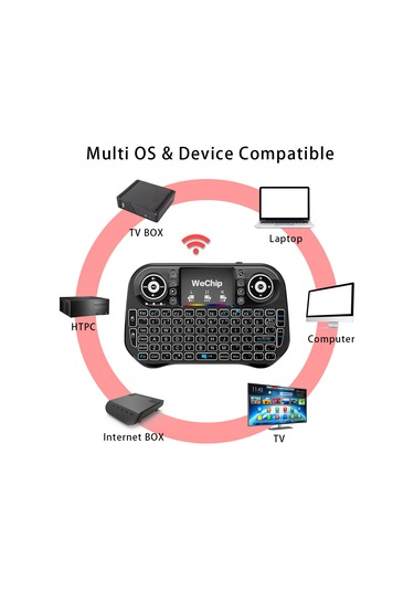 Maiyame Projeksiyon Wechip İ10 2.4ghz Kablosuz Klavye 7 Renk Arkadan Aydınlatmalı Mini Klavye Dokunmatik Y Siyah