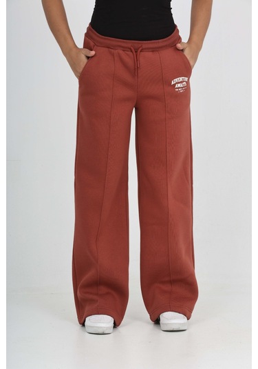 Toontoy Kız Çocuk Bol Paça Baskılı Eşofman Alt Kiremit