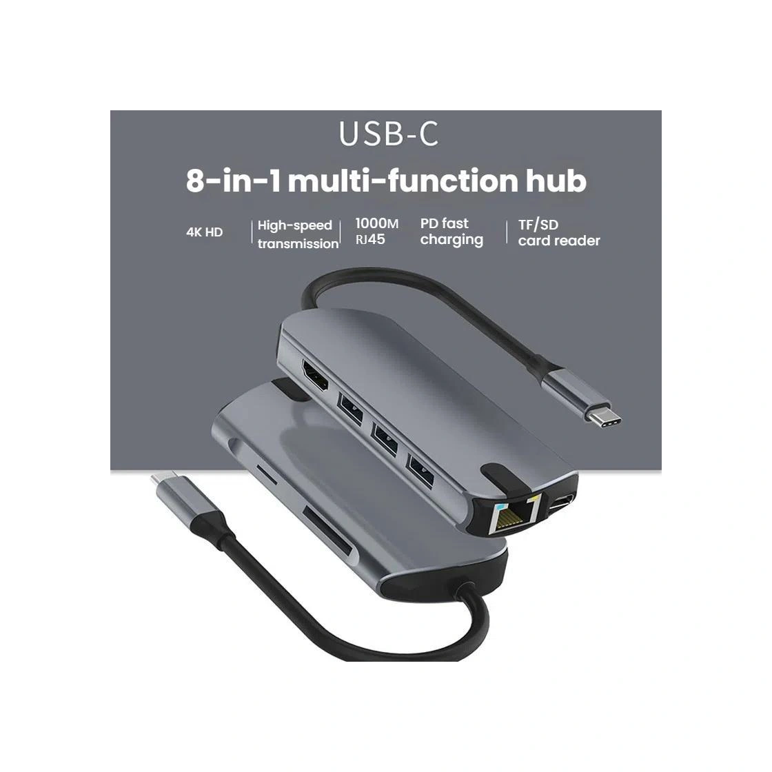 Sones 8'i 1 Arada Usb-c/type-c Gigabit Ethernet Bağlantı Noktası Yerleştirme İstasyonu Hub'ı Hdmı 4k 60hz