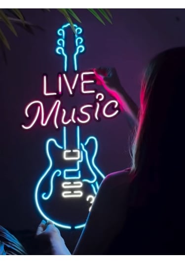 Led Işıklı Müzik Gitar Duvar Tablo