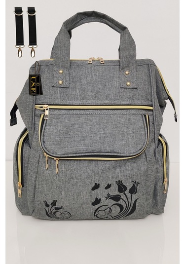 Bebek Bakım Çantası Organizatör Fonksiyonel Lüx Anne Bebek Bakım Sırt Çantası Gri Gri