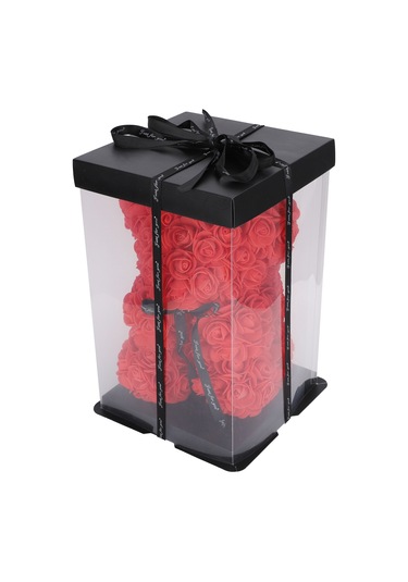 Shineyee Kırmızı Pe Gül Bebek Ayı, Canlı Görünüm, Ev Dekorasyonu, Sevgililer Günü Hediyesi, 25cm Boyut, Kaliteli Ve Çevre Dost Malzeme İle El Yapımı