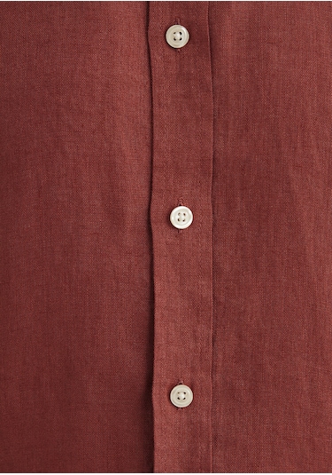 Mavi - Turuncu Keten Gömlek 0211466-71100 Turuncu