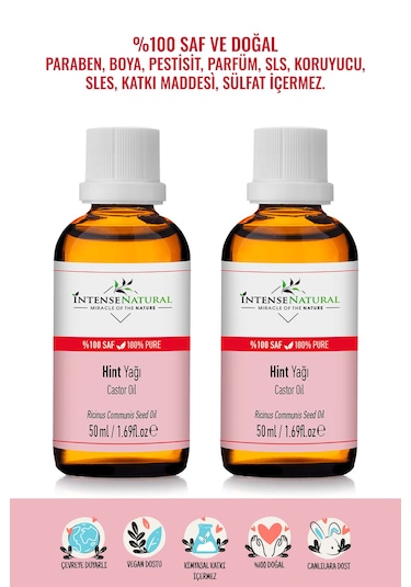 Intense Natural Soğuk Sıkım Hint Yağı 2 x 50 ML