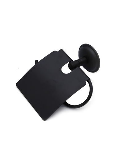 Yapışkanlı Tuvalet Kağıtlığı Wc Kağıtlık Tuvalet Kağıdı Askısı Geniş Kapak Siyah S-109