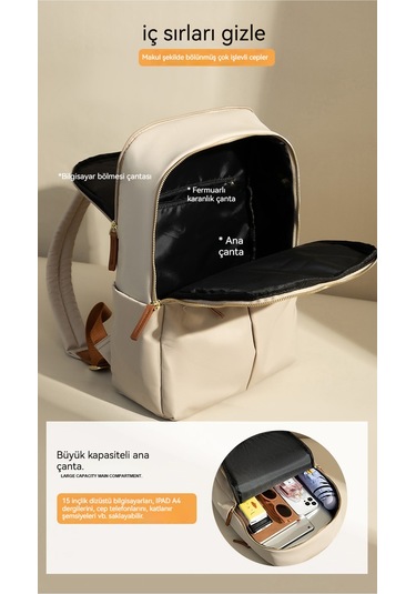 Relaxed Rahat İşe Gidip Geliş Çok Fonksiyonlu Sırt Çantası Kadın 16 İnç Bilgisayar Sırt Çantası Çok Yönlü Basit Büyük Kapasiteli Seyahat Çantası-açık Gri Açık Gri