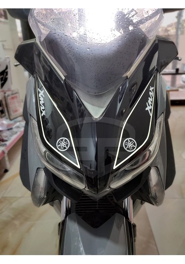 Yamaha Xmax 2014-2017 Tank-Yan-Kaş Pad Set Siyah Beyaz