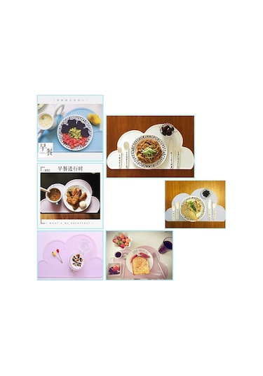 Gri Bulut Şekli Placemat Çocuk Plaka Mat Silikon Masa Pedi Su Geçirmez Isı Yalıtımı Ev Mutfak Pedleri Gri