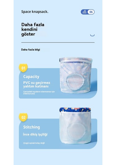 Aurora Çocuk Kuru Ve Islak Ayırma Karikatür Plaj Sırtçantasısu Geçmez Sırtçantasımavi Köpek Yavrusu Mavi