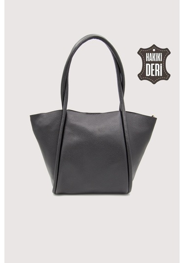 Hakiki Deri Kadın Organizerlı Omuz Çantası Siyah Smr9205 Siyah