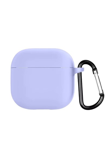 Airpods 4. Nesil Uyumlu Mat Silikon Koruyucu Kılıf+kanca Lila