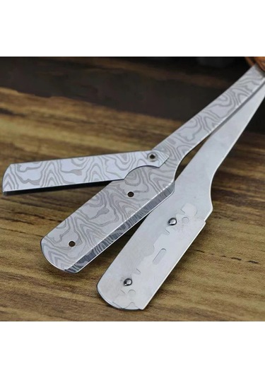 Tan Ahşap Saplı Bıçak Tıraş Jilet Profesyonel Berber Tıraş Makinesi Kaş Jilet 1 Razor Mkt