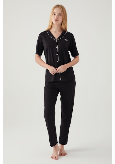 Pierre Cardin Kadın Siyah Gömlek Pijama Pc7715-s-v3 Siyah