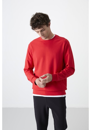 Tommy Life Kırmızı Basic O Yaka Rahat Form Erkek Sweatshirt - 88053 Kırmızı