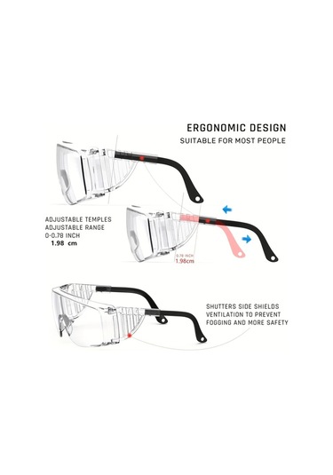 Willowhaven Transparent Anti Fog Güvenlik Gözlüğü Ayarlanabilir Şakaklık Rahat Burun Pedi İş Endüstriyel Kullanım