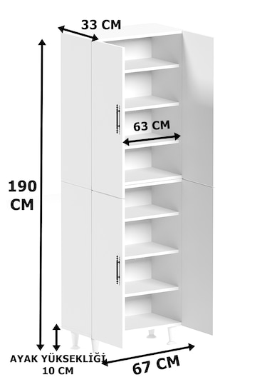 Ae-2086 Bala Beyaz Çok Amaçlı Mutfak Dolabı&banyo Dolabı, Kiler