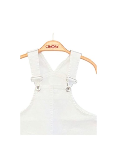 Kız Çocuk Dokuma Etekli Salopet-13862 Beyaz