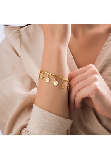 Reşat Baskı Altınlı Pullu Model Bileklik Sarı Altın