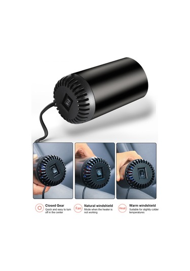 Youtek 12v/24v Araba Isıtıcı, Karbon Siyah Standart Model 24v-8130c, 150w, Buğu Ve Toz Temizleme, Doğal/nemli Rüzgar Modları, 1.5m Teli, Abs Kasa