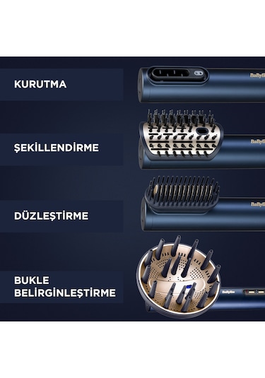 Babyliss Saç Kurutma Ve Şekillendirme Seti Air Wand, Difüzör Başlık Dahil, 1600w, 3 Başlık, İyon Teknolojisi Lacivert, 3 Başlıklı