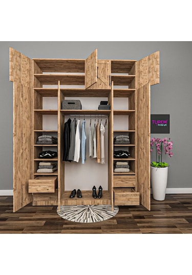Quart 4 Kapılı Gardrop Mdf Sis Gri