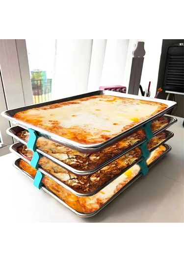 Fırın Tepsisi İstifleme Klipsleri, Tekrar Kullanılabilir Kurabiye Tepsisi İstifleme Klipsleri Mavi