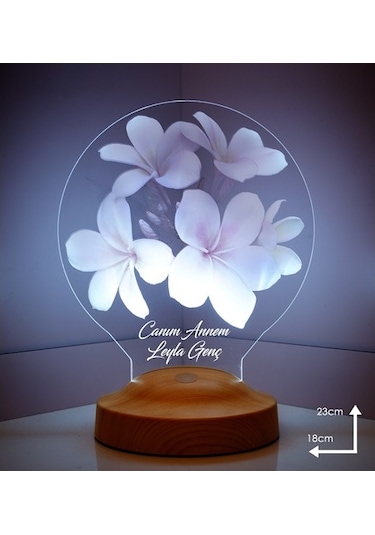 3D Led Lamba 3Boyutlu Canım Annem Plumeria Kişiye Özel Hediye