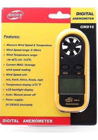 Benetech Gm816 Termometreli Hava Akım Ölçer Anemometre