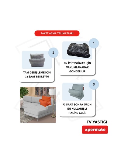 Xpermate Yükseklik Ayarlı Tv Yastığı Bel Destek Yastığı Turuncu