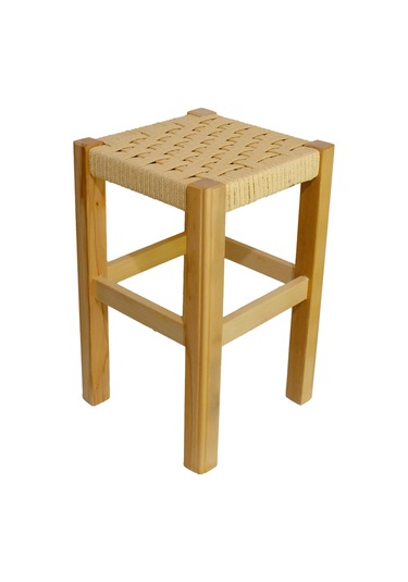 El Yapımı Ahşap Örmeli Hasır Tabure 45 Cm Şık Ve Zarif Tasarım Natural