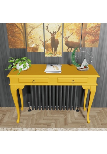 Roys Ahşap 100 Cm Hardal Çekmeceli Petek Üstü Yüksek Dresuar Ahşap