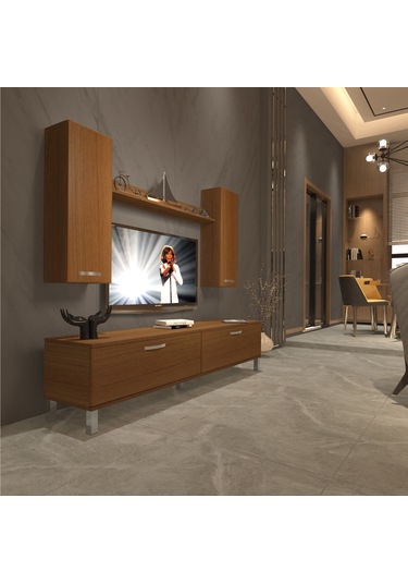 Decoraktiv Eko 5d Slm Std Krom Ayaklı Tv Ünitesi Tv Sehpası Ceviz