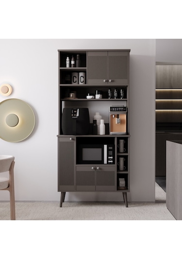 Melura Kahve Köşesi 90 Cm %100 Mdf Çok Amaçlı Dolap Gri
