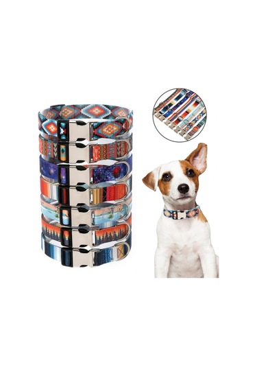 Pet Etnik Tarzı Yaka For S: 1.5x27-43cm Mavi Turuncu For M: 2.0x32-52cm Koyu Kahverengi